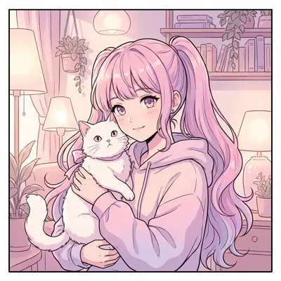 动漫头像·抱猫少女