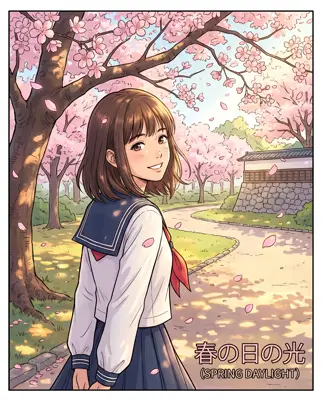 樱花树下的动漫少女