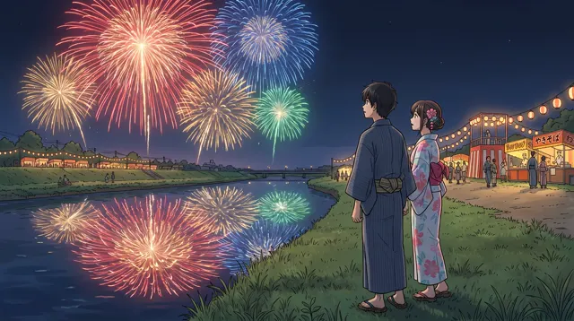 夏日祭烟花与浴衣
