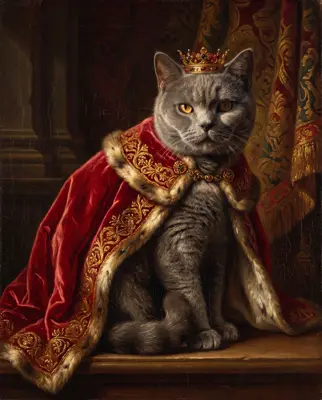 英短蓝猫的贵族油画像