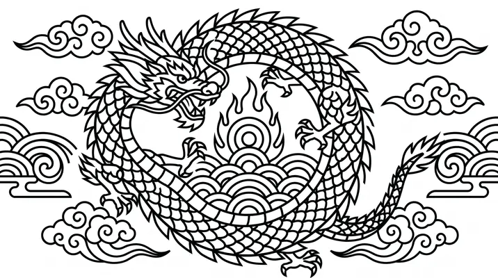 新年涂色·祥龙戏珠
