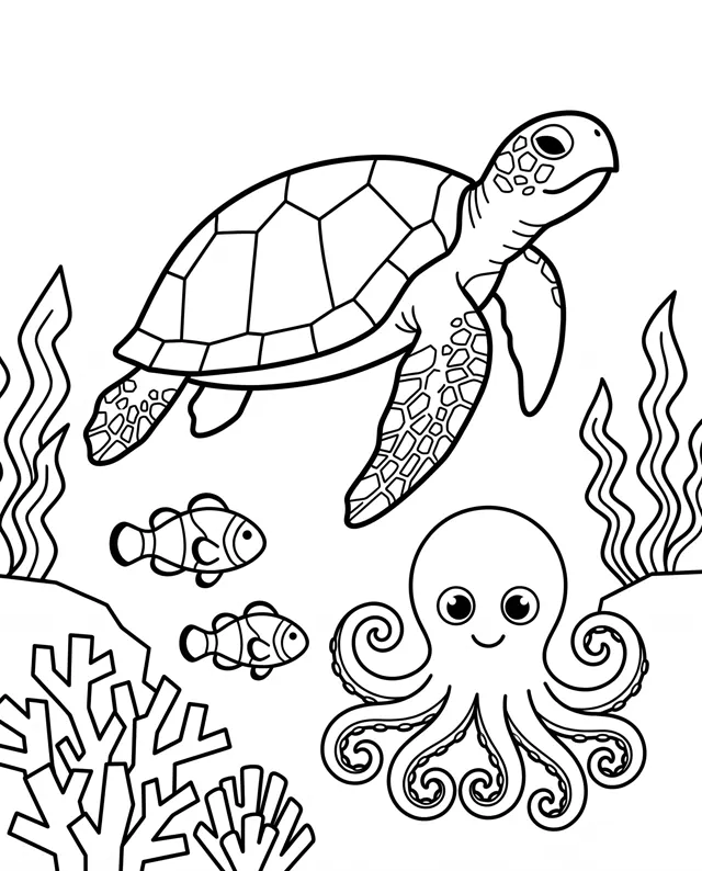 涂色线稿·海底小伙伴