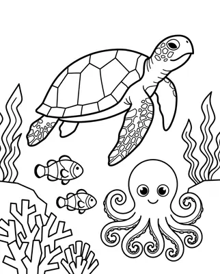 涂色线稿·海底小伙伴