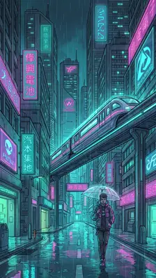 赛博朋克雨夜都市