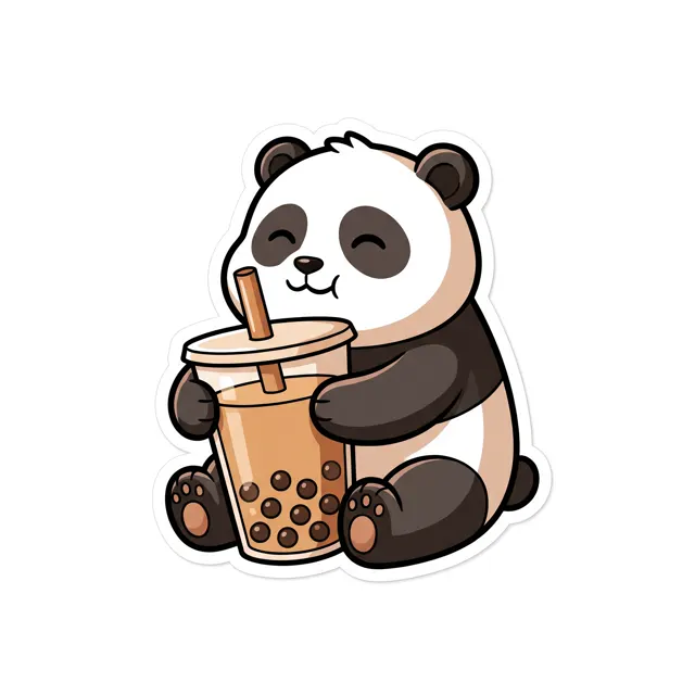 表情包·喝奶茶的熊猫